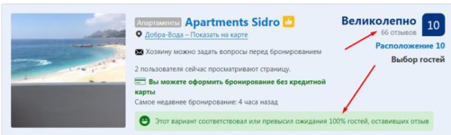 Апартаменты в Черногории. Отзывы